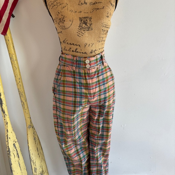 J Crew Peach Plaid Pants - Picture 1 of 5